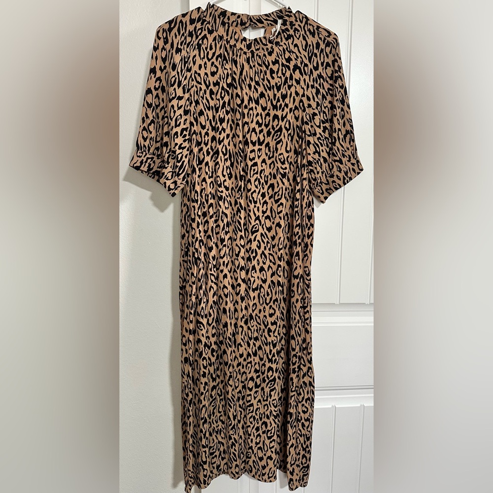 Anthropologie Animal Print Short Sleeve Small Dress